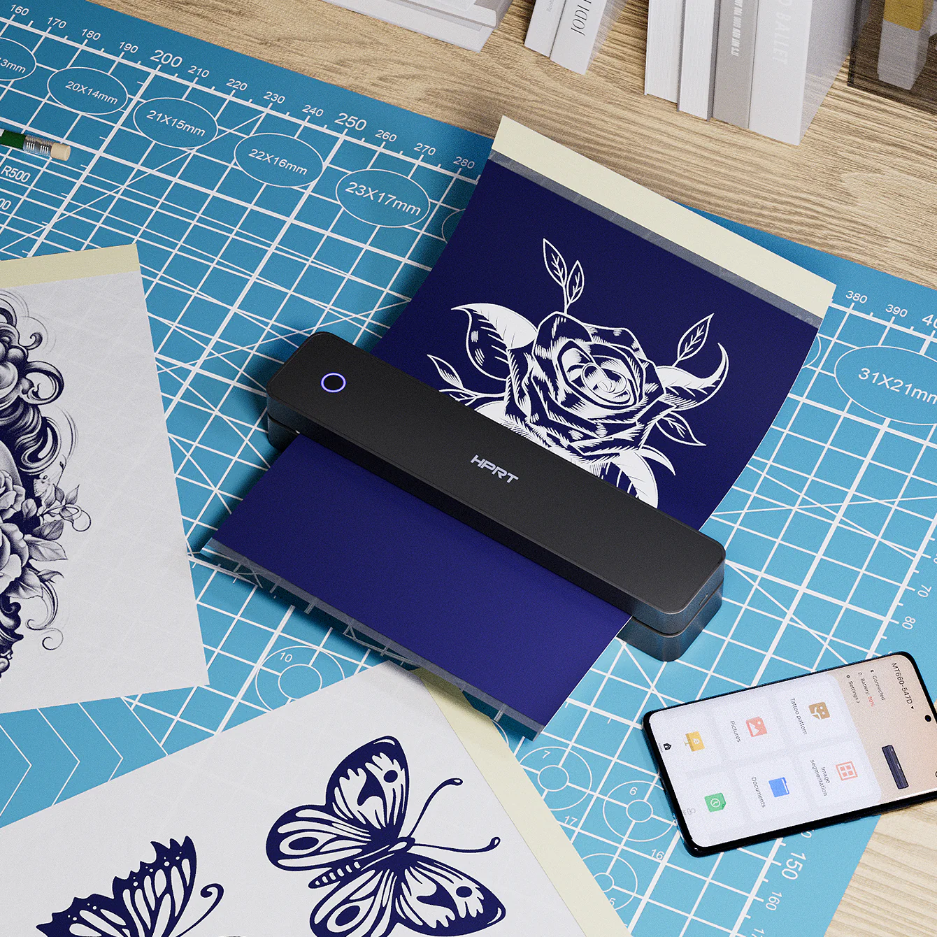 HPRT Wireless Tattoo Stencil Printer with 10 Transfer Sheets – Portable Thermal Tattoo Printer for Artists & Beginners (Black) - Image 5
