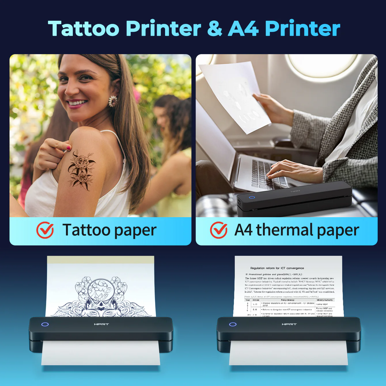 HPRT Wireless Tattoo Stencil Printer with 10 Transfer Sheets – Portable Thermal Tattoo Printer for Artists & Beginners (Black) - Image 6